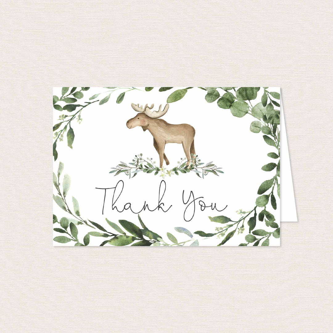 Lumberjack Moose Baby Shower Thank You Card Printable