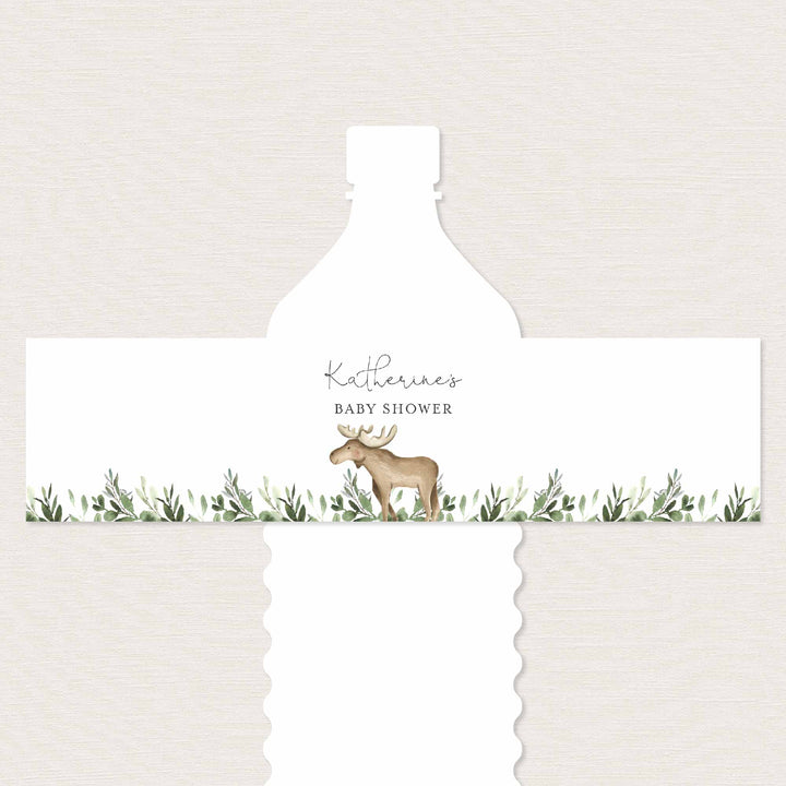 Lumberjack Moose Baby Shower Water Bottle Label Printable