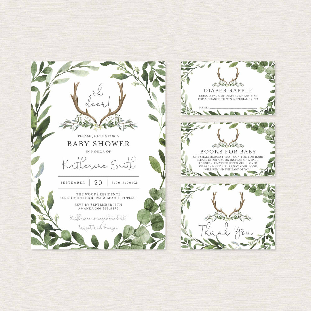 Lumberjack Deer Baby Shower Suite Printable