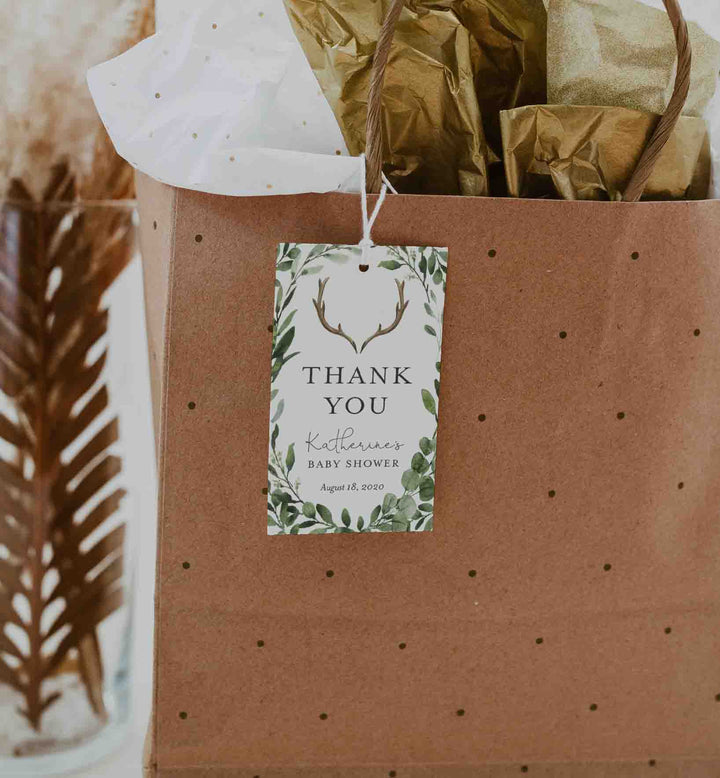 Lumberjack Deer Baby Shower Favour Tag Printable