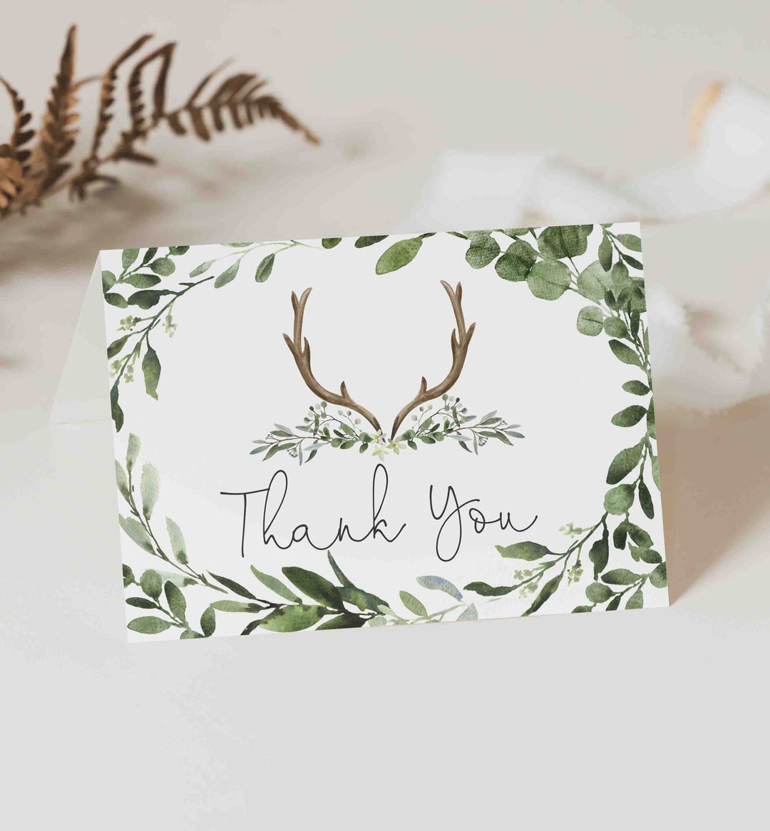 Lumberjack Deer Baby Shower Thank You Card Printable