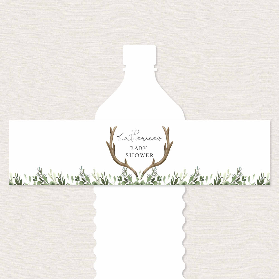 Lumberjack Deer Baby Shower Water Bottle Label Printable