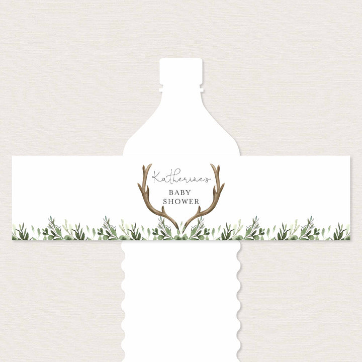 Lumberjack Deer Baby Shower Water Bottle Label Printable