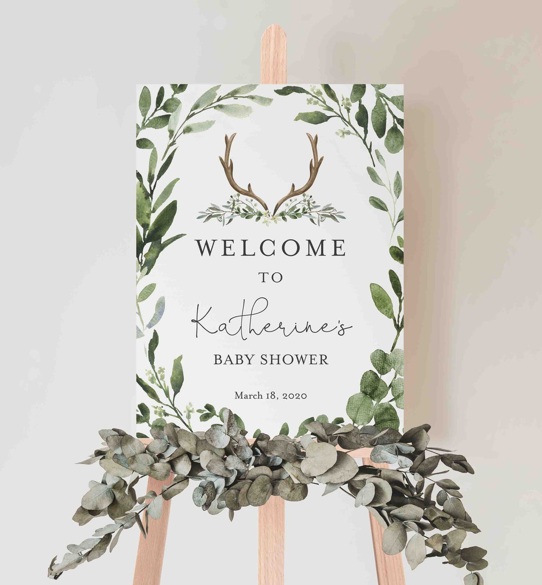 Lumberjack Deer Baby Shower Welcome Sign Printable