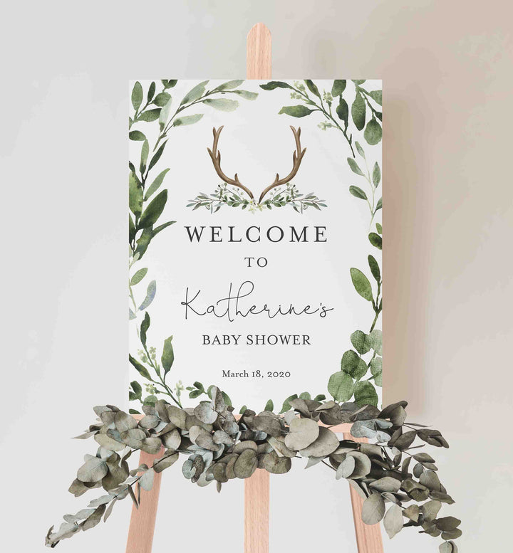 Lumberjack Deer Baby Shower Welcome Sign Printable