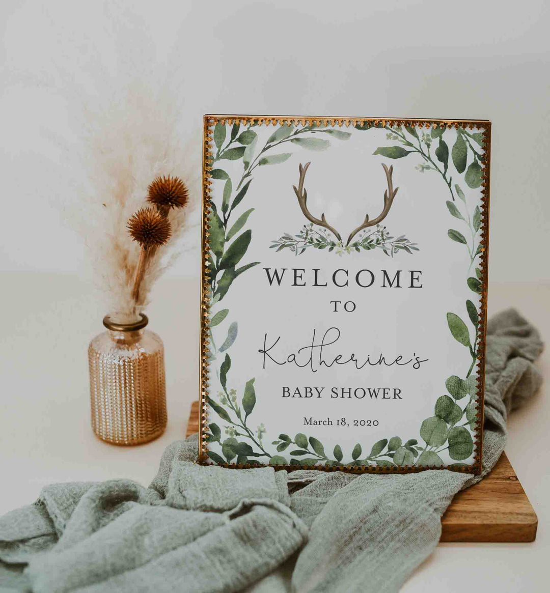 Lumberjack Deer Baby Shower Welcome Sign Printable