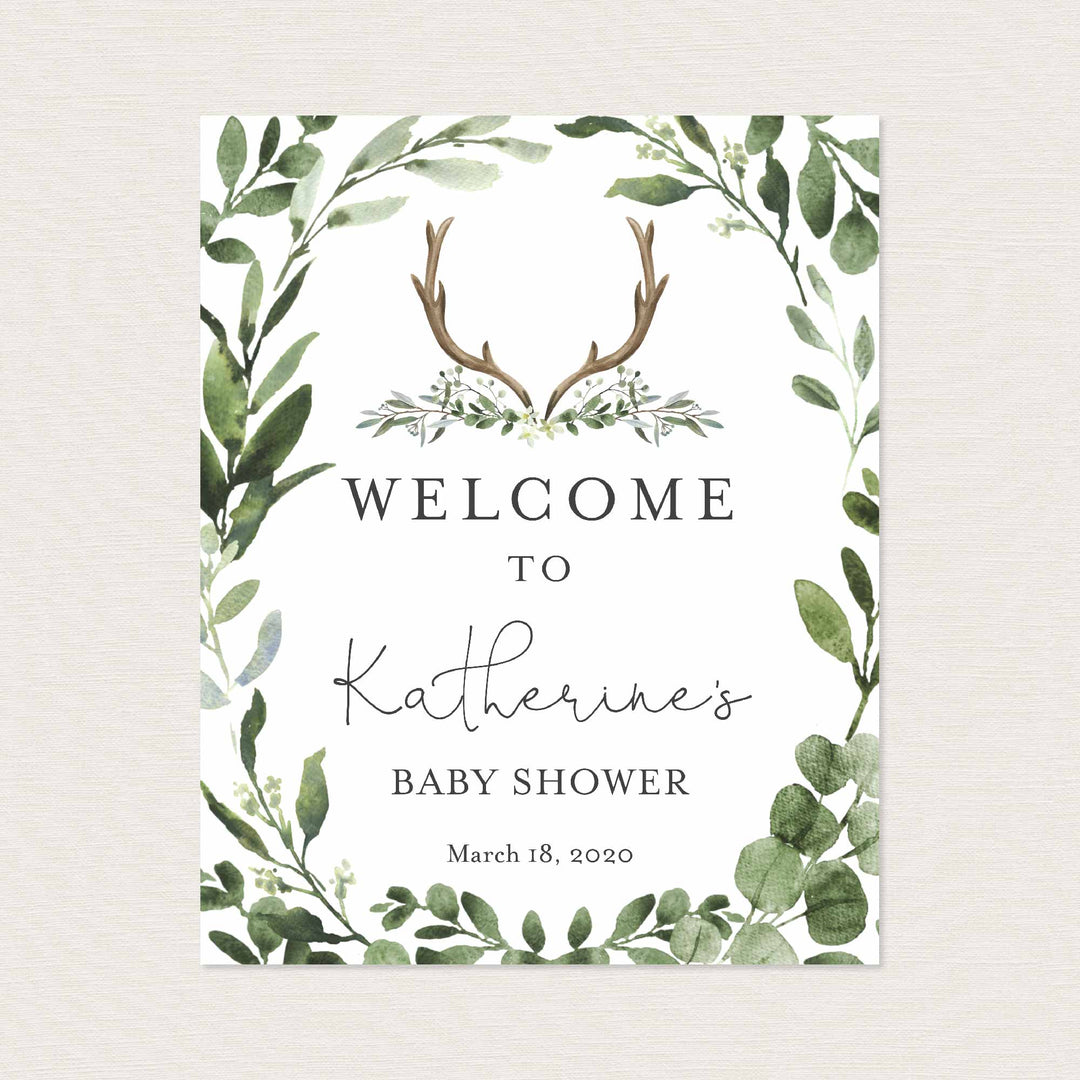 Lumberjack Deer Baby Shower Welcome Sign Printable