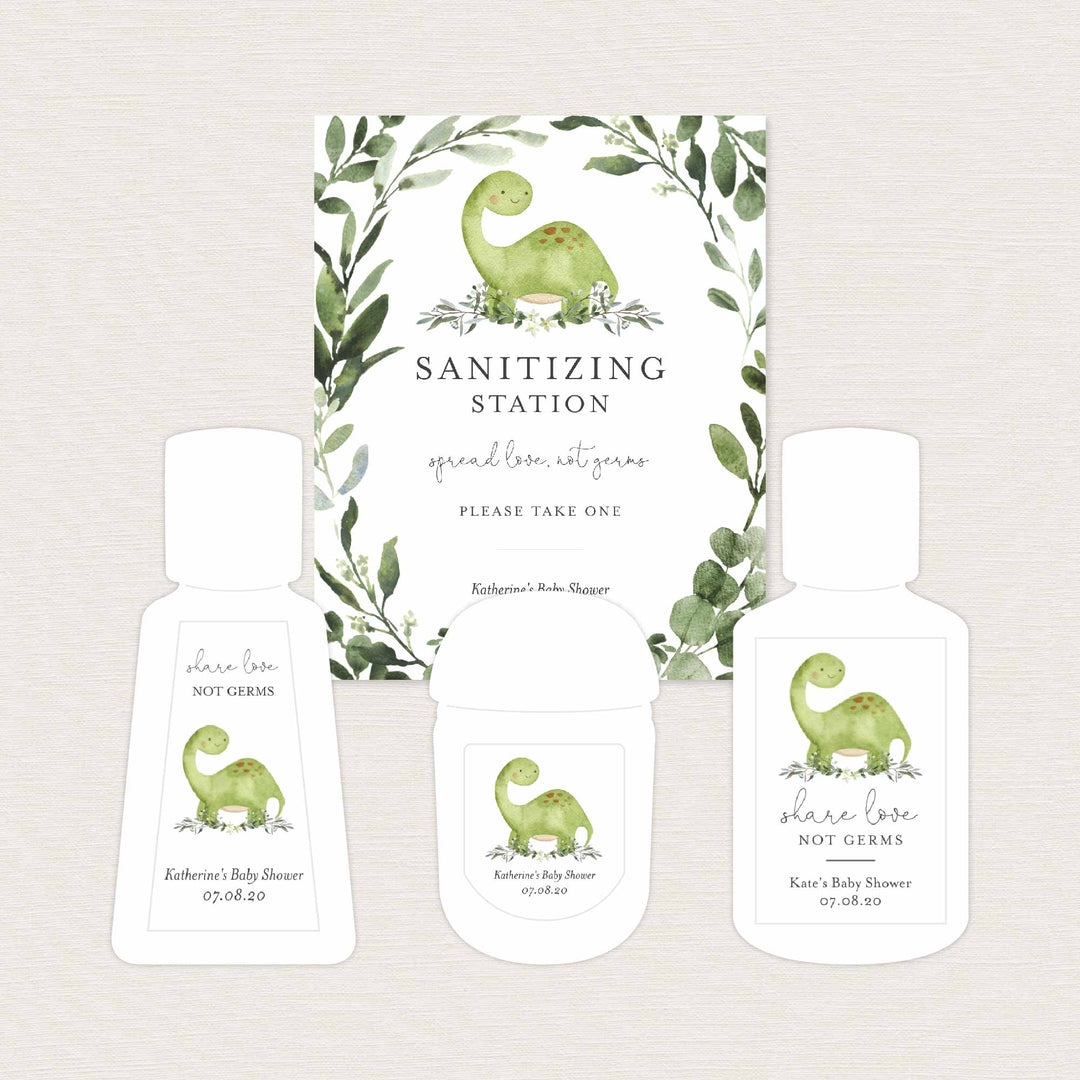 Dinosaur Baby Shower Hand Sanitizer Label Printable