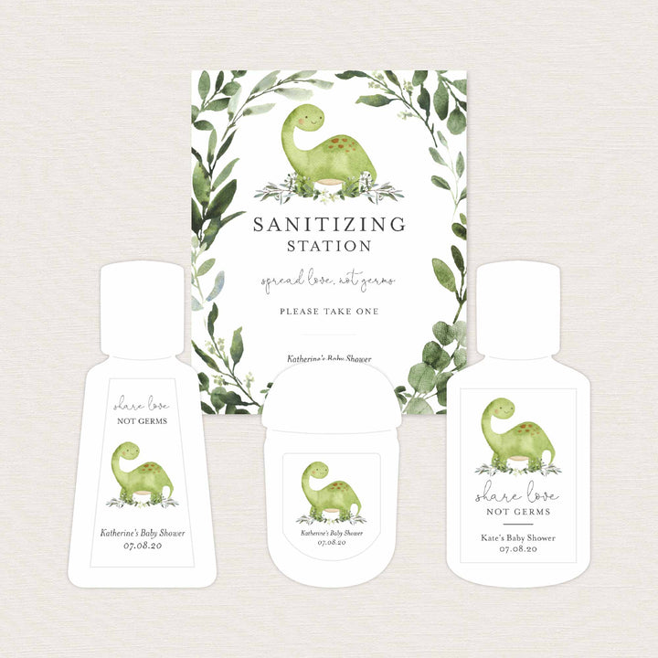 Dinosaur Baby Shower Hand Sanitizer Label Printable