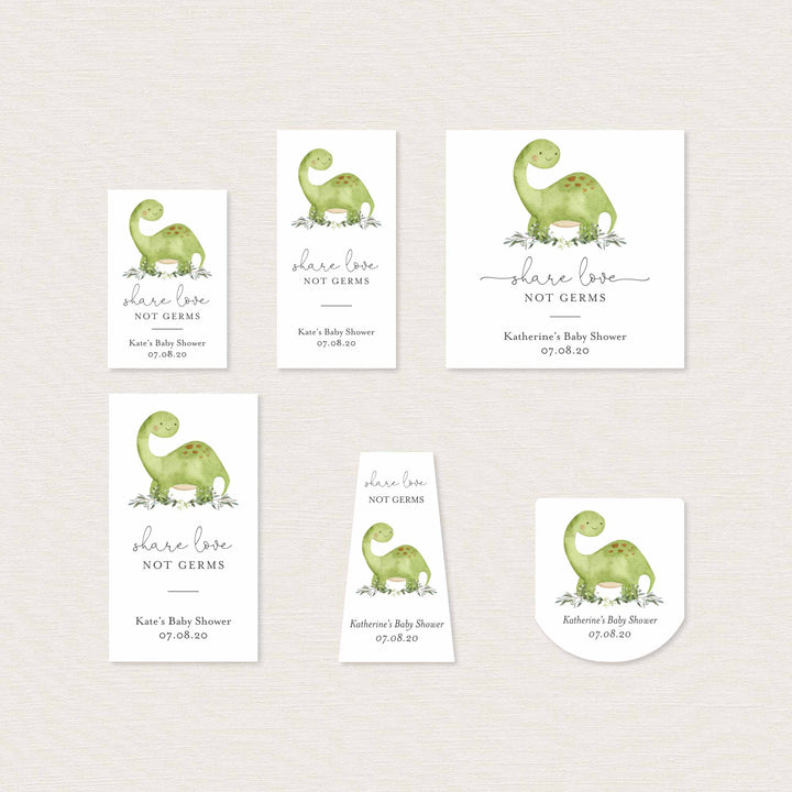Dinosaur Baby Shower Hand Sanitizer Label Printable