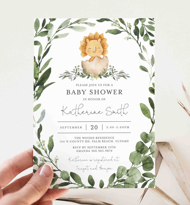 Baby Dinosaur Baby Shower Invitation Printable