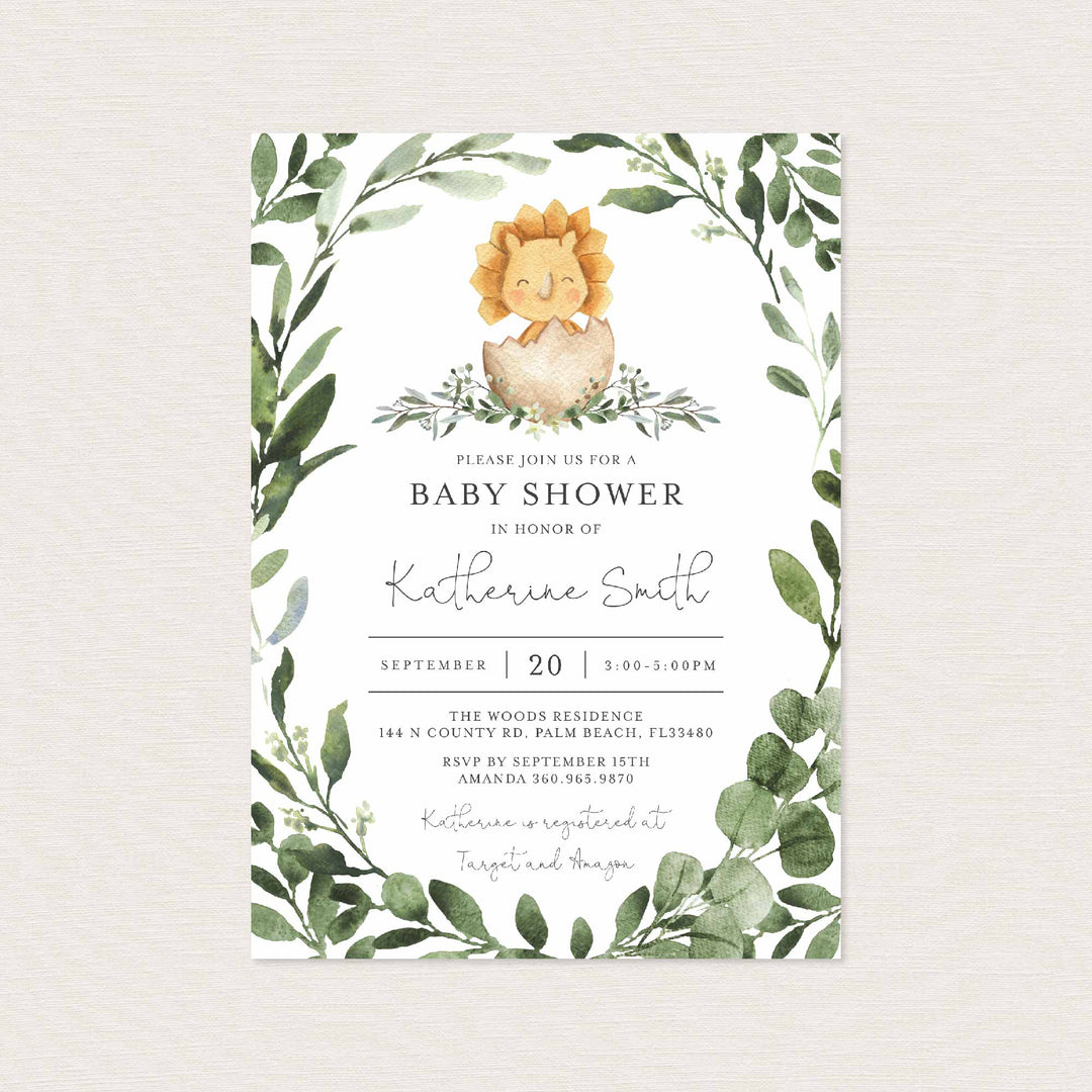 Baby Dinosaur Baby Shower Invitation Printable
