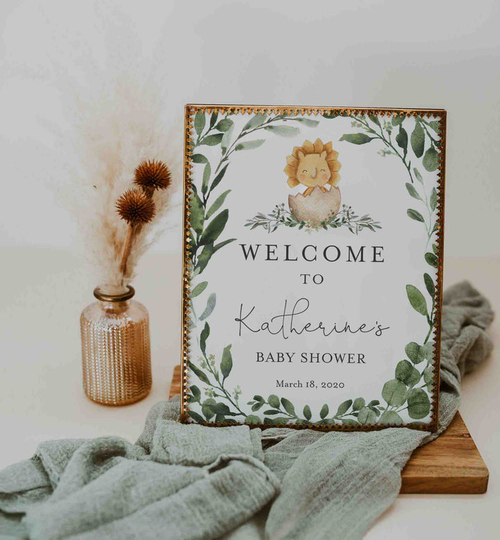 Baby Dinosaur Baby Shower Welcome Sign Printable