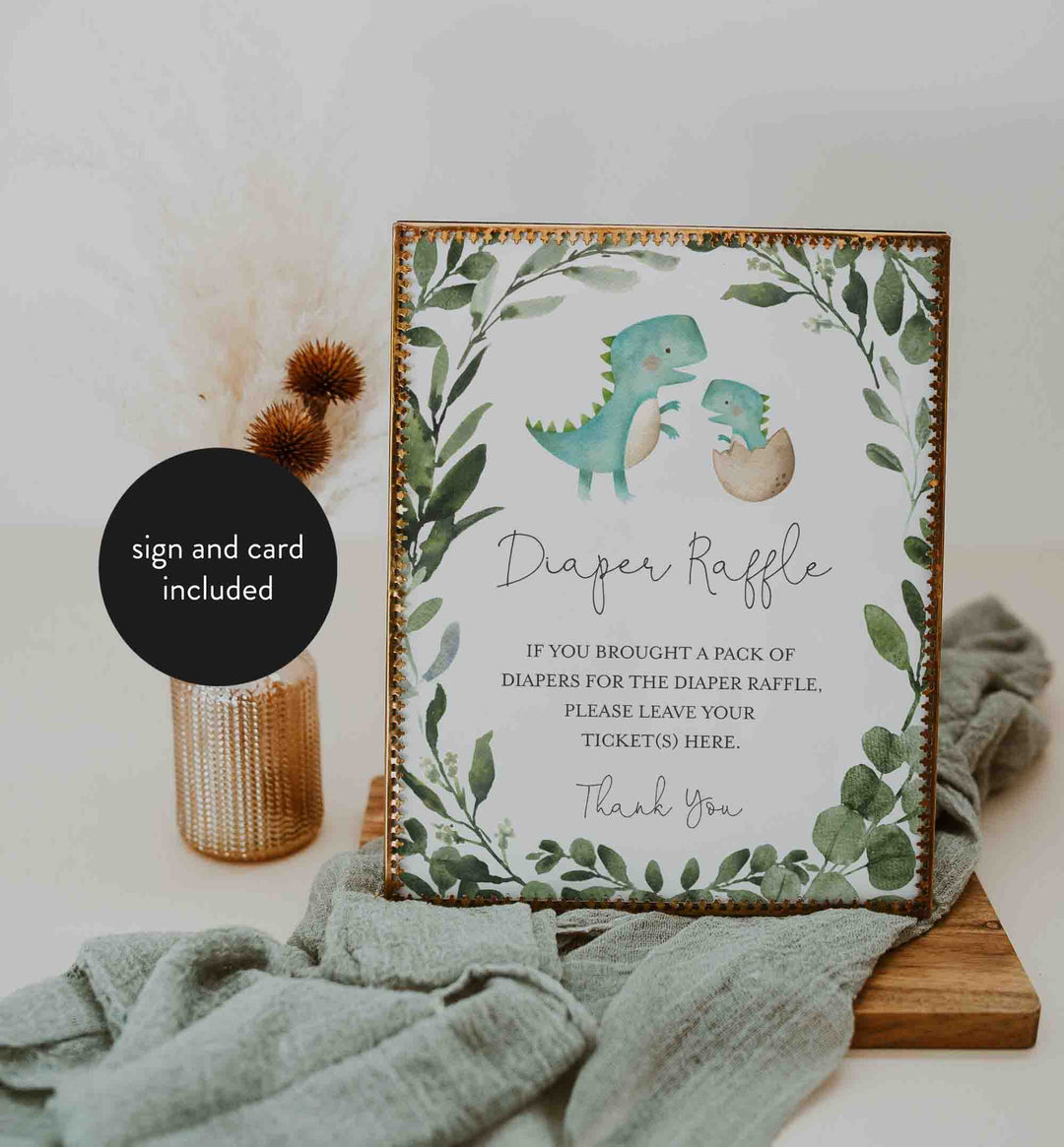 Mummy Baby Dinosaur Baby Shower Diaper Raffle Printable