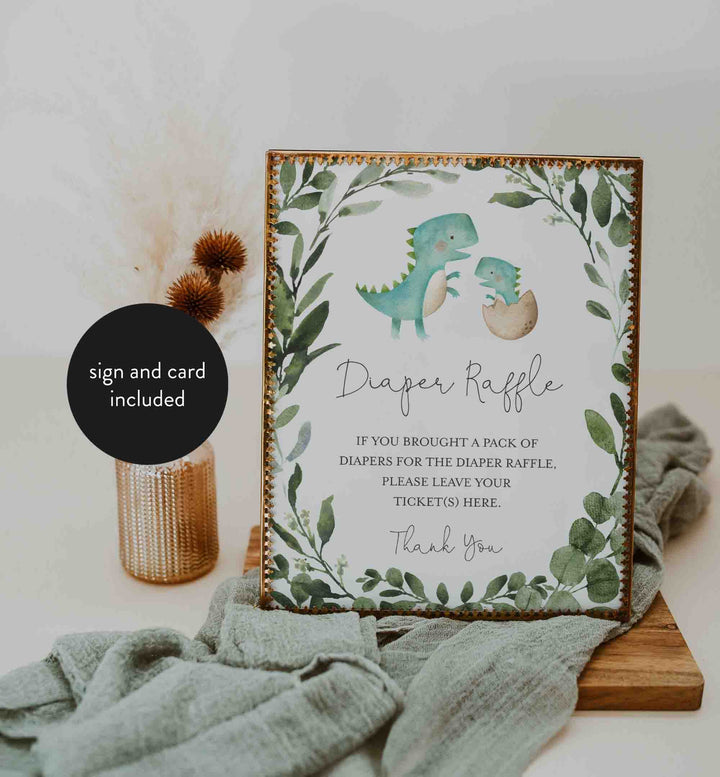 Mummy Baby Dinosaur Baby Shower Diaper Raffle Printable