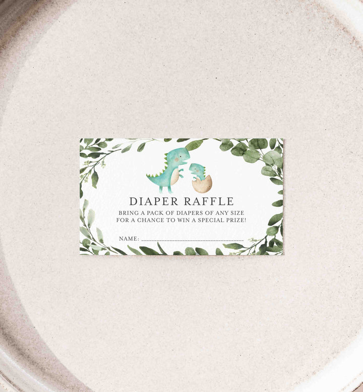 Mummy Baby Dinosaur Baby Shower Diaper Raffle Printable