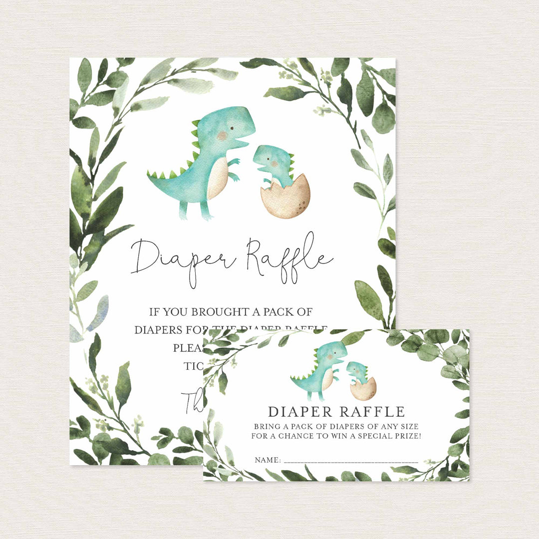 Mummy Baby Dinosaur Baby Shower Diaper Raffle Printable