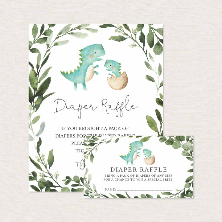 Mummy Baby Dinosaur Baby Shower Diaper Raffle Printable