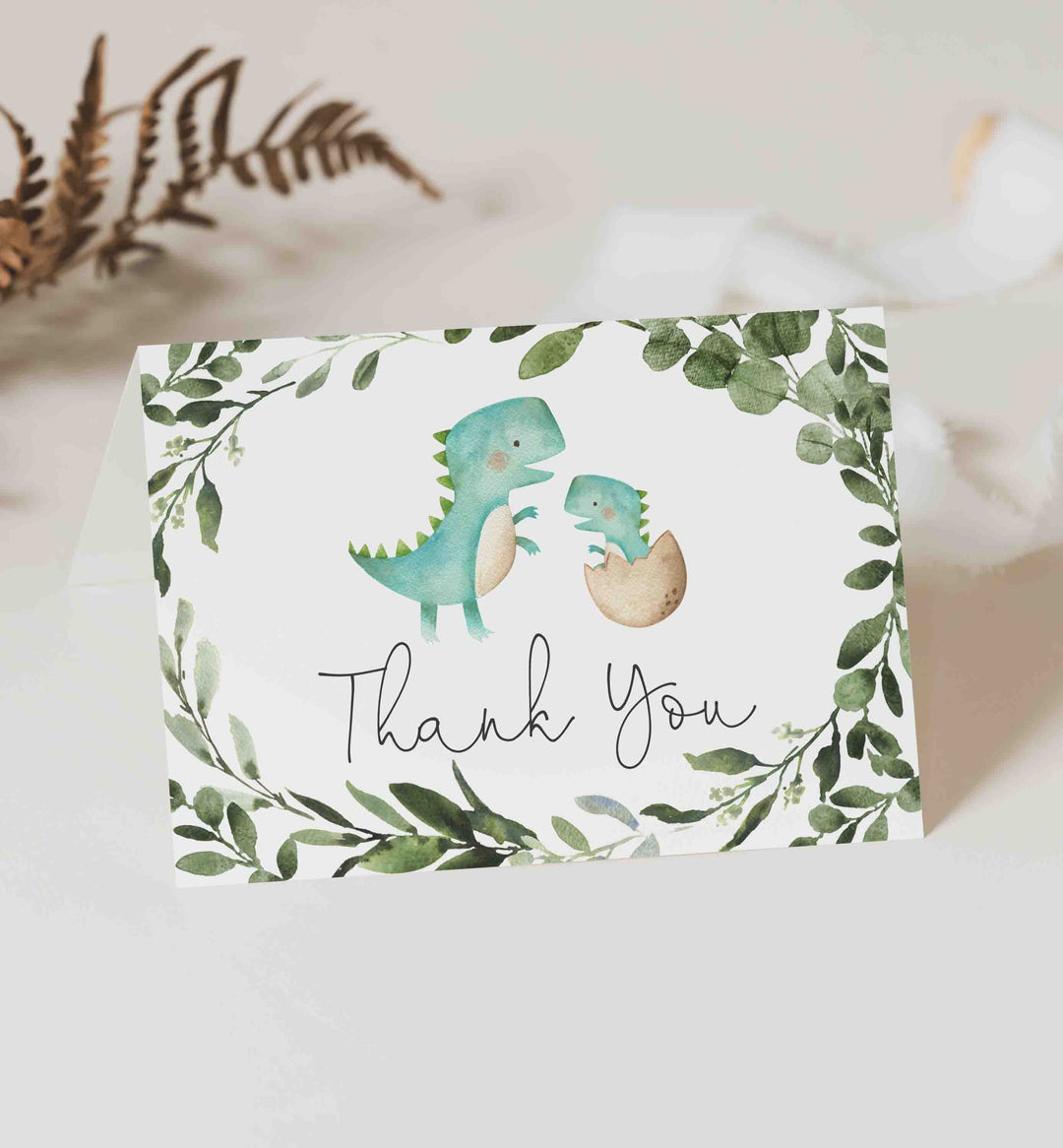 Mummy Baby Dinosaur Baby Shower Thank You Card Printable