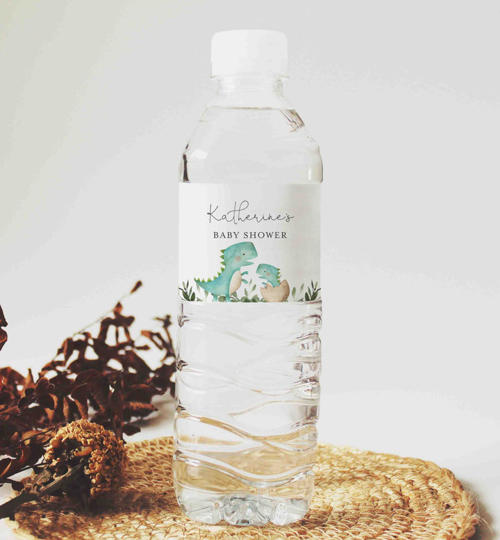 Mummy Baby Dinosaur Baby Shower Water Bottle Label Printable