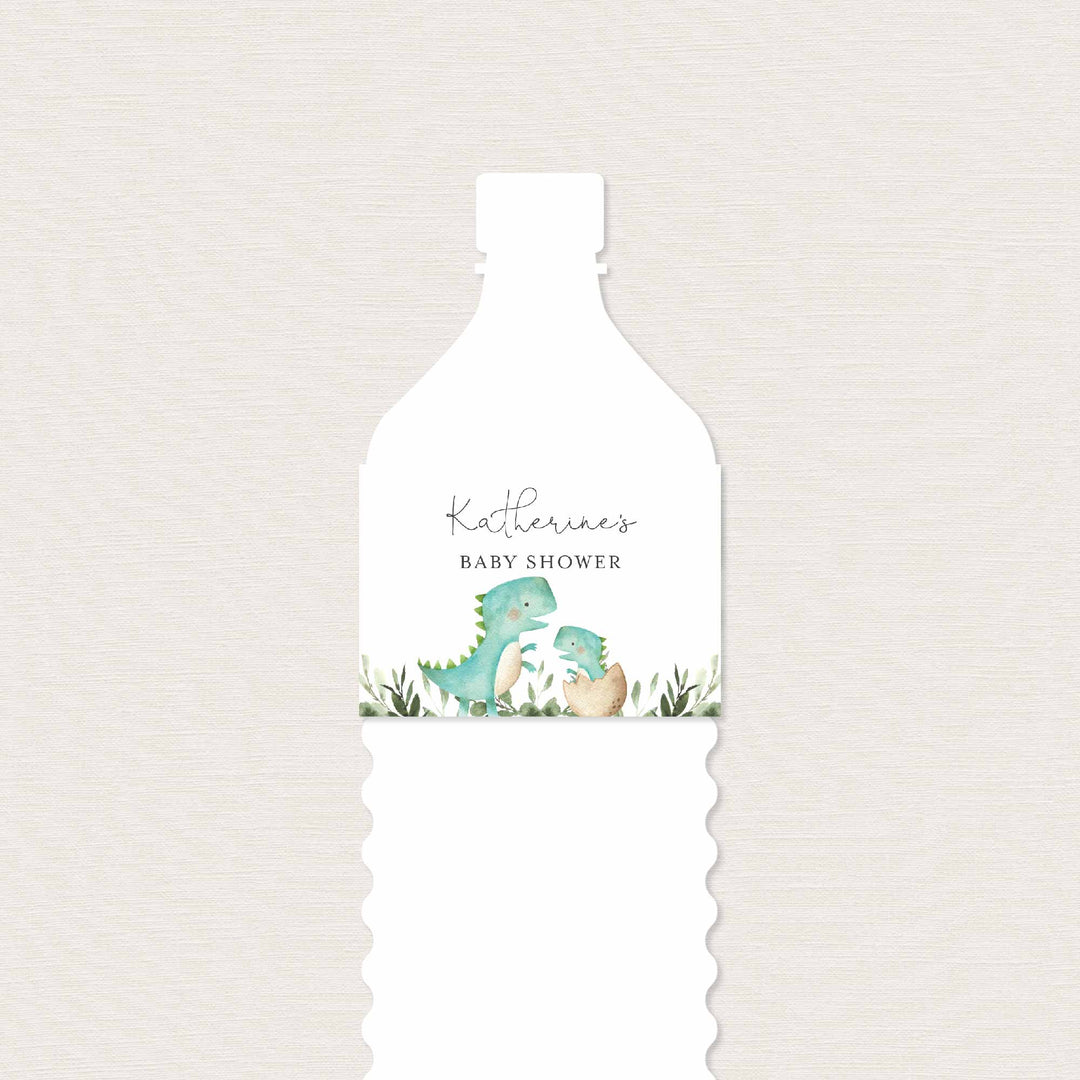Mummy Baby Dinosaur Baby Shower Water Bottle Label Printable