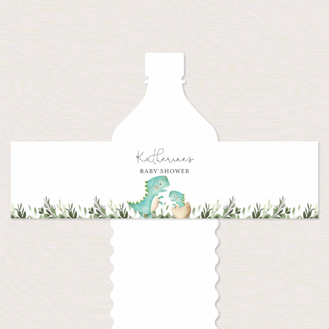 Mummy Baby Dinosaur Baby Shower Water Bottle Label Printable