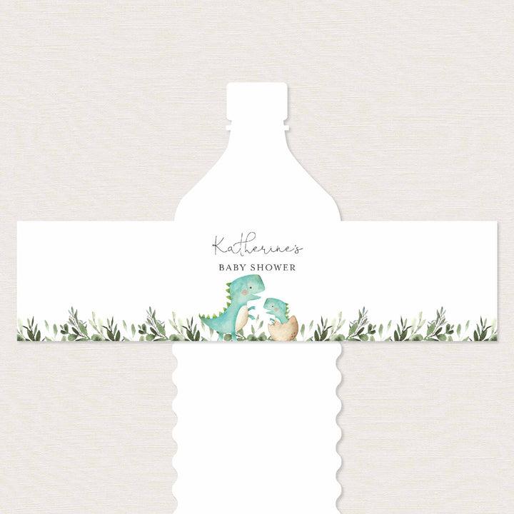Mummy Baby Dinosaur Baby Shower Water Bottle Label Printable