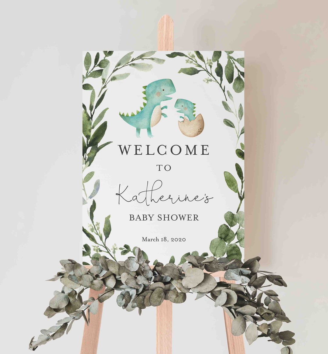 Mummy Baby Dinosaur Baby Shower Welcome Sign Printable