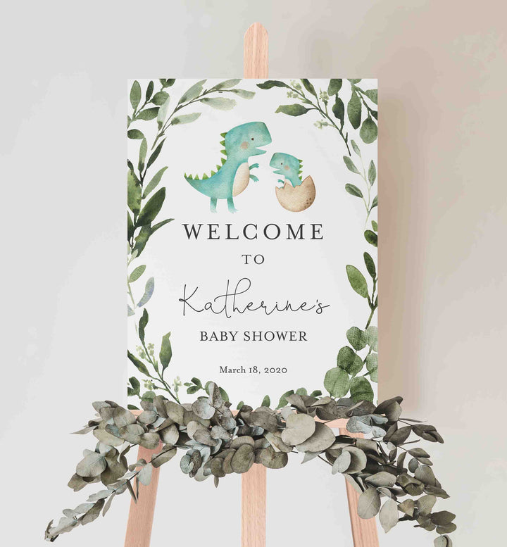 Mummy Baby Dinosaur Baby Shower Welcome Sign Printable