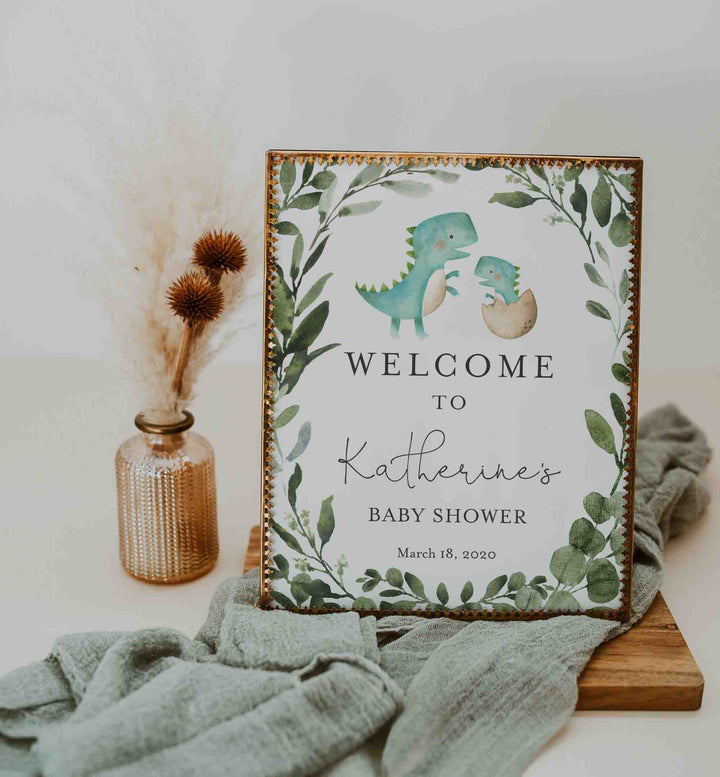 Mummy Baby Dinosaur Baby Shower Welcome Sign Printable