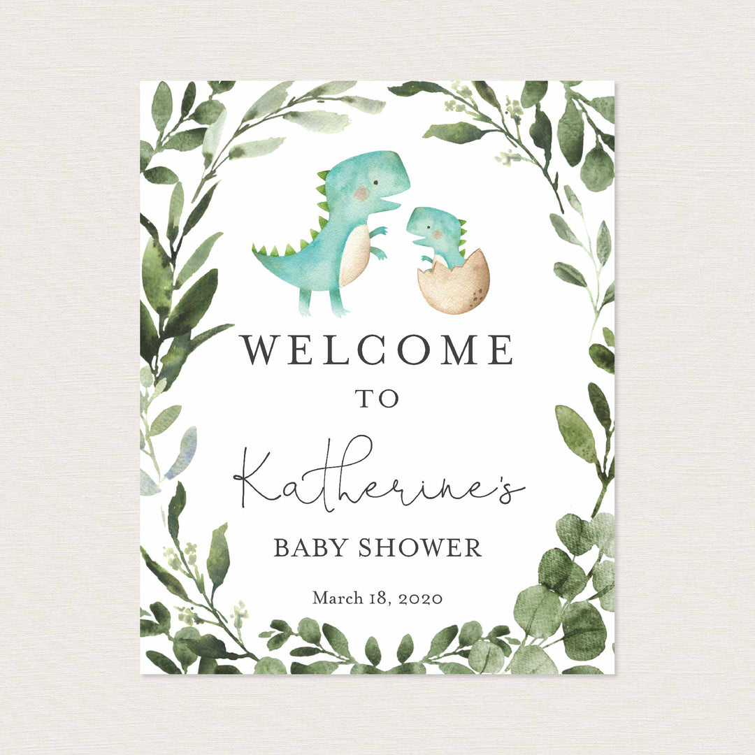 Mummy Baby Dinosaur Baby Shower Welcome Sign Printable