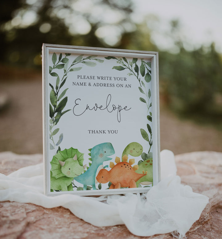 Dinosaurs Baby Shower Address An Envelope Sign Printable