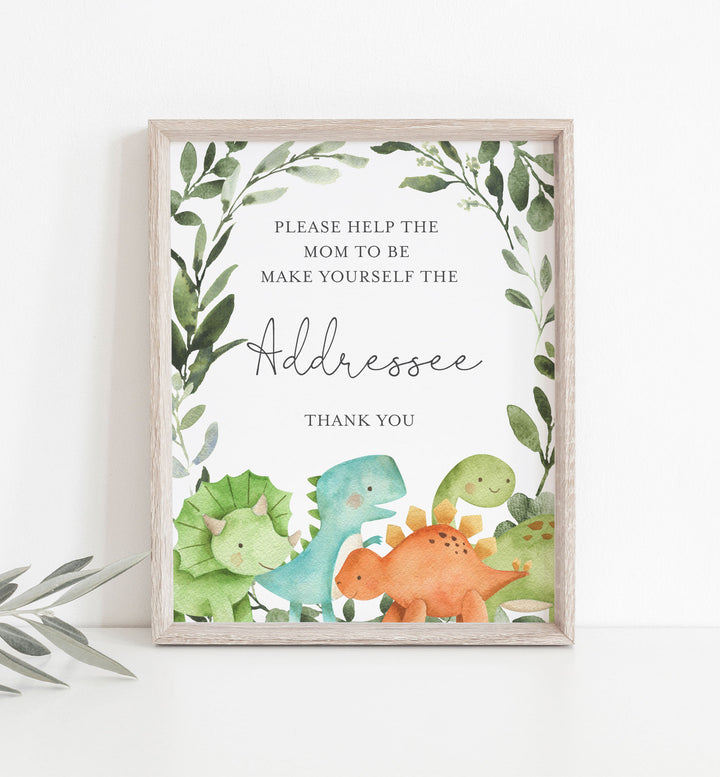 Dinosaurs Baby Shower Address An Envelope Sign Printable