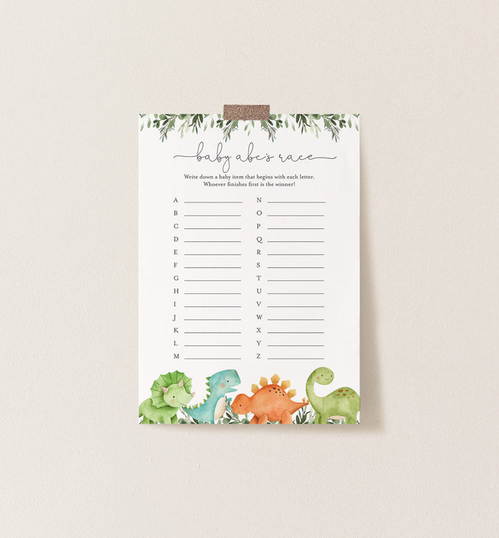 Dinosaurs Baby Shower ABC's Race Game Printable