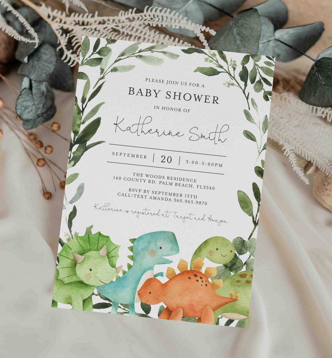 Dinosaurs Baby Shower Invitation Printable