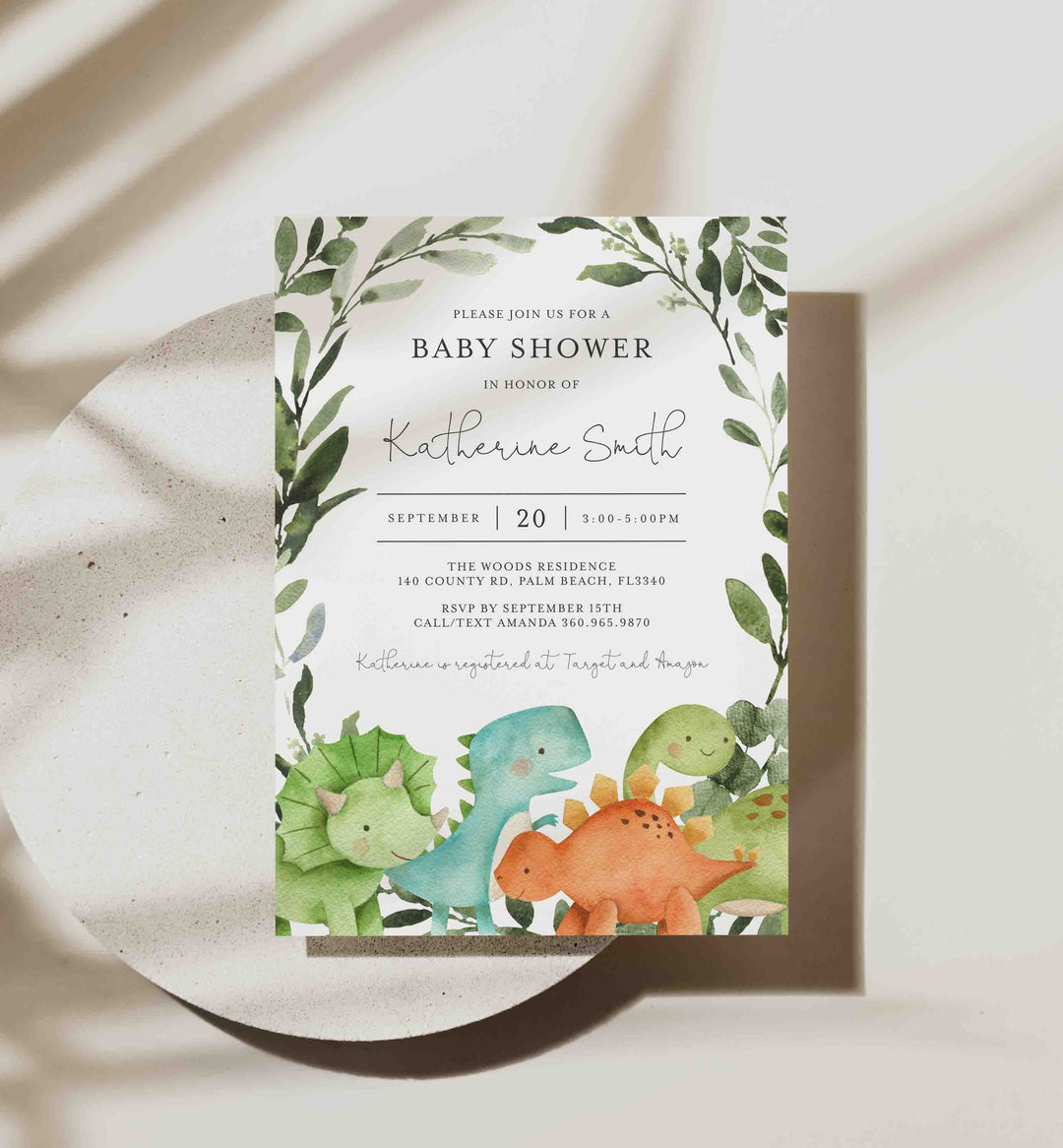 Dinosaurs Baby Shower Invitation Printable