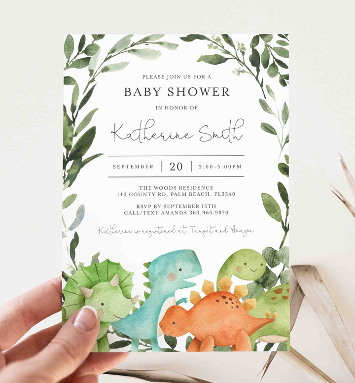 Dinosaurs Baby Shower Invitation Printable