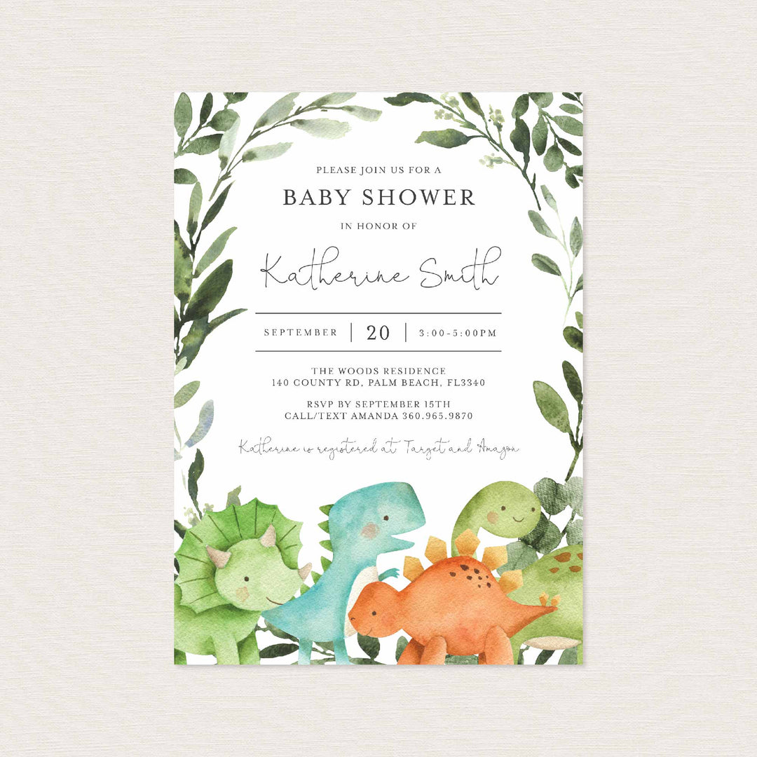 Dinosaurs Baby Shower Invitation Printable