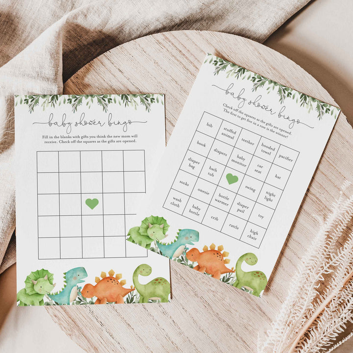 Dinosaurs Baby Shower Bingo Game Printable