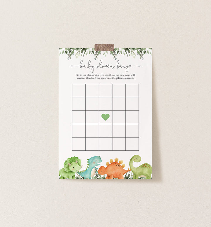 Dinosaurs Baby Shower Bingo Game Printable