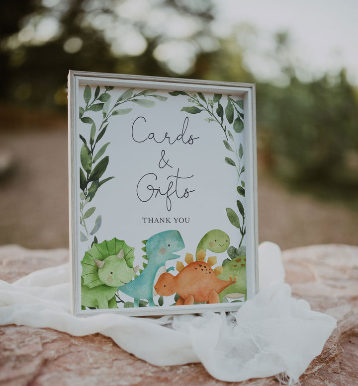 Dinosaurs Baby Shower Cards and Gifts Sign Printable