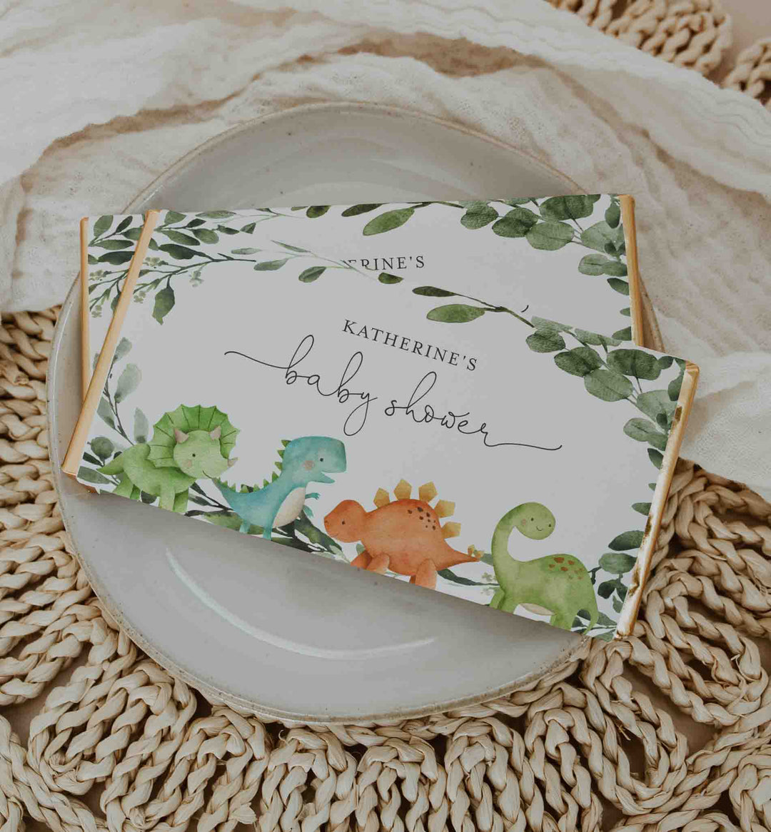 Dinosaurs Baby Shower Chocolate Bar Wrapper Printable