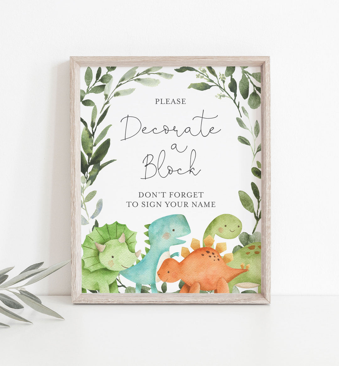 Dinosaurs Baby Shower Decorate A Block Printable
