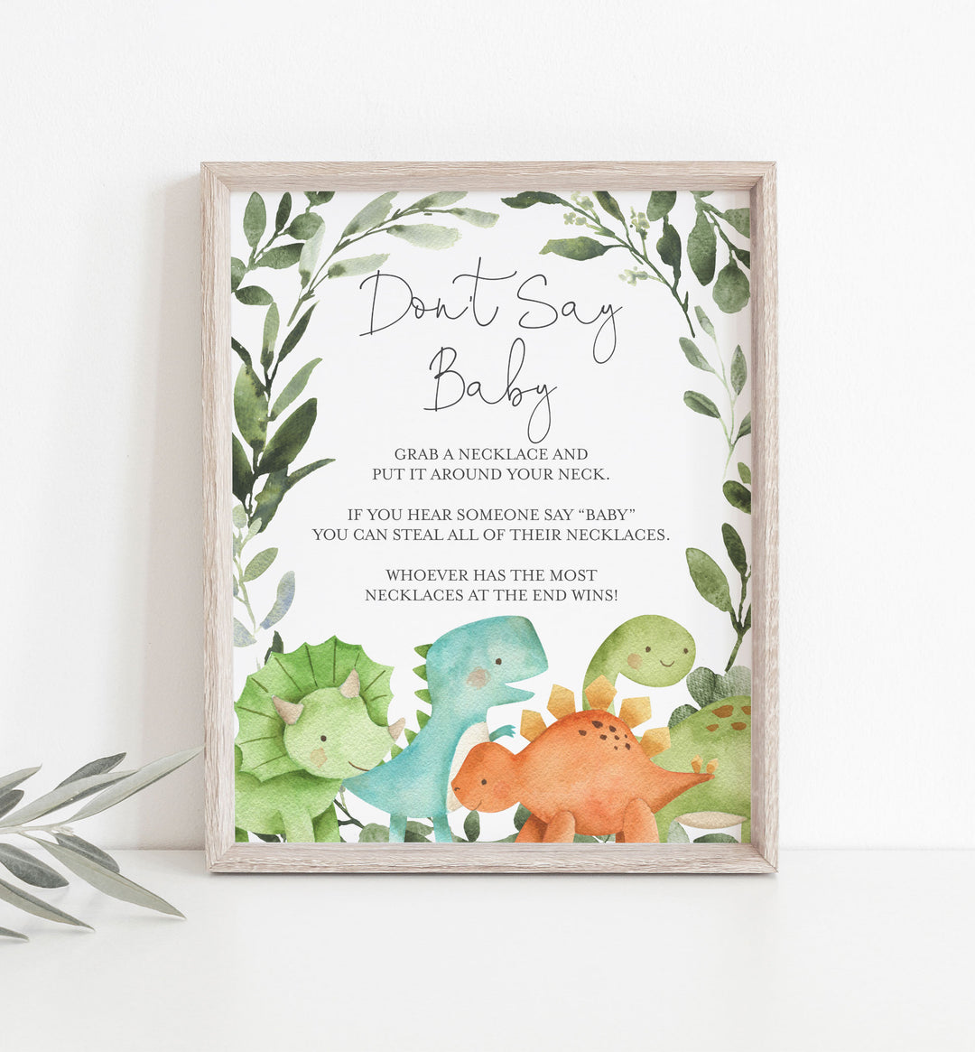 Dinosaurs Baby Shower Don't Say Baby Game Printable