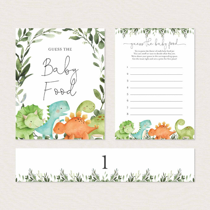Dinosaurs Baby Shower Guess The Baby Food Game Printable