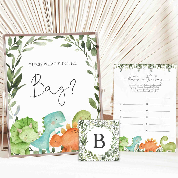 Dinosaurs Baby Shower Guess What's In The Bag Game Printable