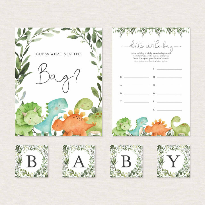 Dinosaurs Baby Shower Guess What's In The Bag Game Printable