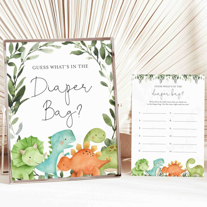 Dinosaurs Baby Shower Guess What's In The Diaper Bag Game Printable