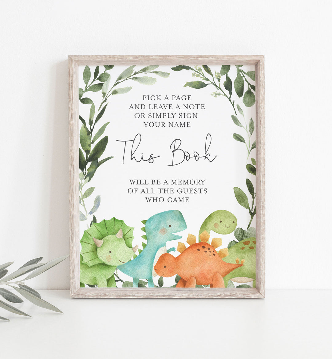 Dinosaurs Baby Shower Guestbook Sign Printable
