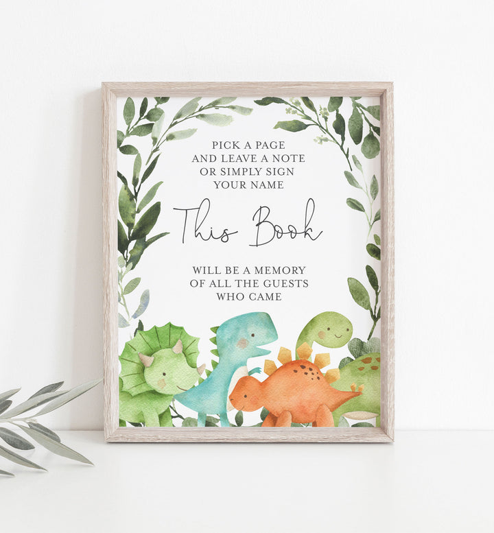 Dinosaurs Baby Shower Guestbook Sign Printable